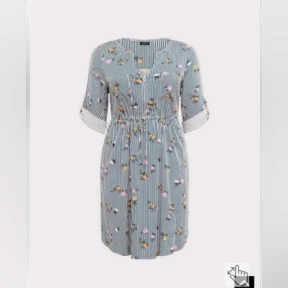 Torrid Mini Challis Zip-Front Shirt Dress